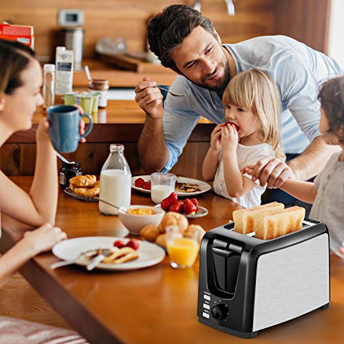 Toaster 2 Slice Wide Slot 2 Slice Toaster Best Rated with Bagel/Defrost/Cancel Function Cool Touch Black Toaster for Bread Bagel with Removable Crumb Tray - Thumbnail 4