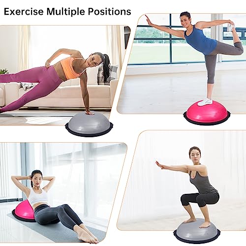 Image of Nice C Balance Ball, Half Ball, Balance Ball, Exercise Workout Trainer, with Resistant Band, Strength Fitness Yoga with Bonus Foot Pump