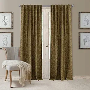 Elrene Home Fashions 20861ELR Antonia Blackout Rod Pocket/Back Tab Window Curtain Panel,Antique Gold,52