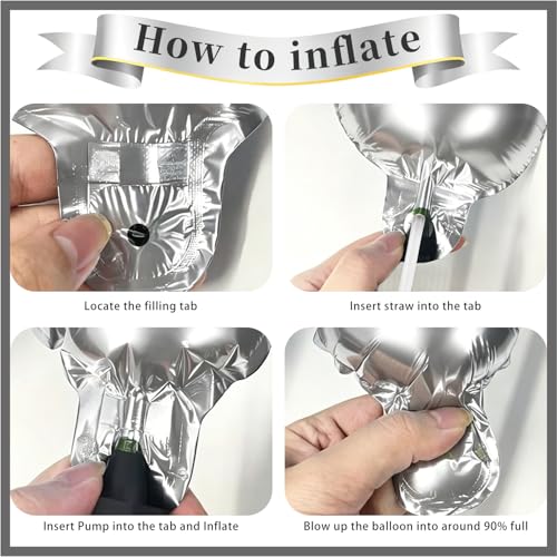 Image of Silver Happy Birthday Balloons Banner 16 Inch Mylar Foil Letters, 10 Inch Five & Four Star, Inflatable Party Decor and Birthday Decorations for Women, Men, Boys & Girls Kids and Adults, Party Supplies