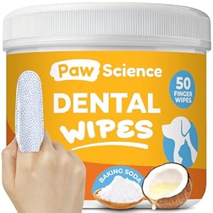 Paw Science Dog & Cat Teeth Cleaning Wipes – Dental Finger Wipes for Cats & Dogs – Pet Toothbrush & Tooth Brushing Kit – Effective Teeth Cleaner (Unscented)