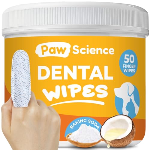 Dog & Cat Teeth Cleaning Wipes – Dental Finger Wipes for Cats & Dogs – Pet Toothbrush & Tooth Brushing Kit – Effective Teeth Cleaner (Unscented)