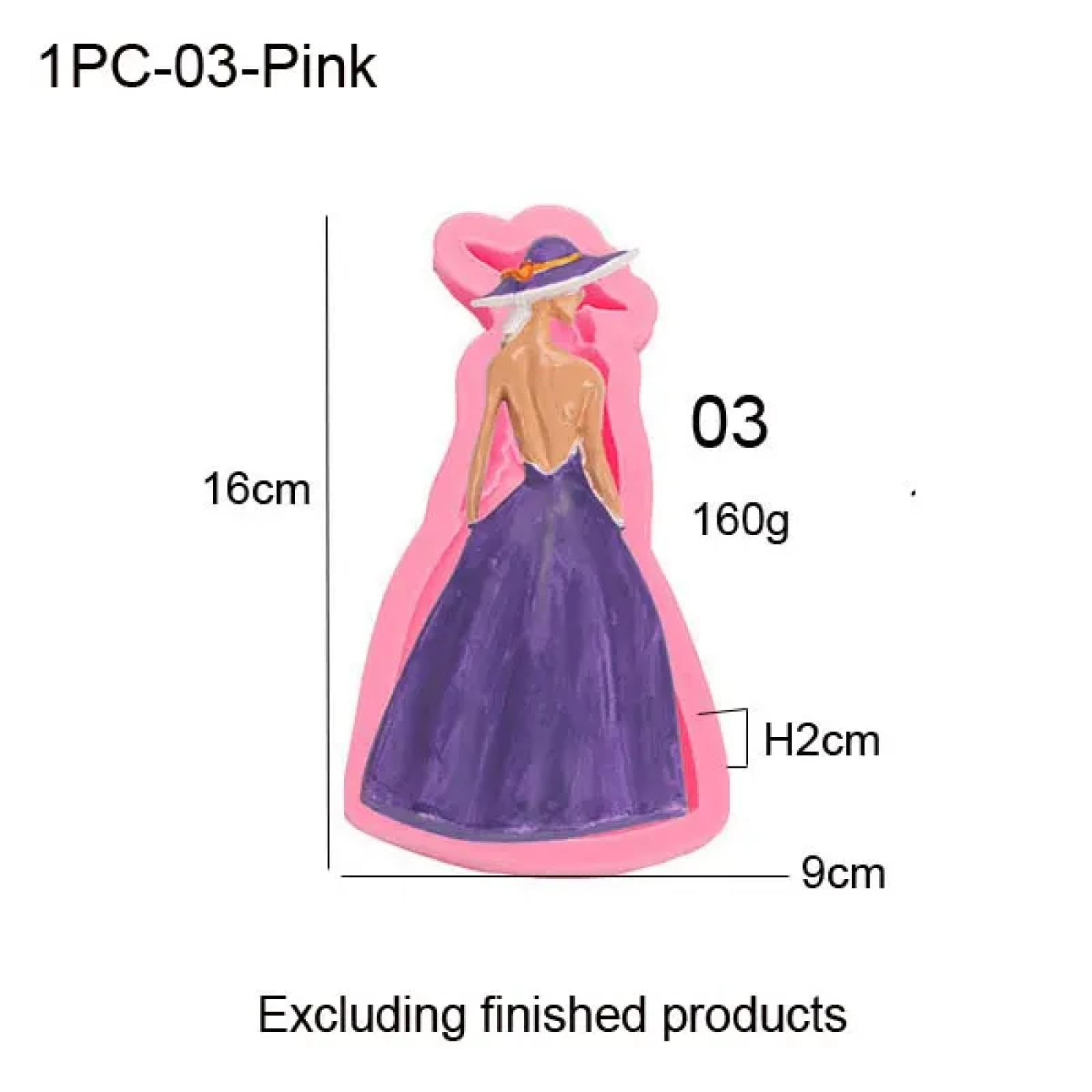Moldes de resina epoxi, diseño de cabeza de niña con forma de cuerpo, molde de silicona para fondant, decoración de tartas, 16 x 9 x 2 cm