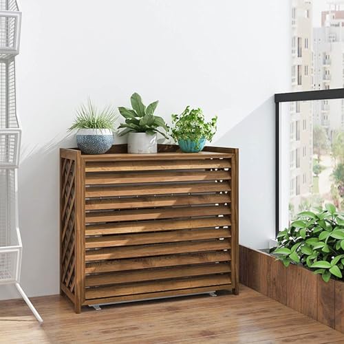 Housse de climatisation extérieure en bois pour balcon et terrasse avec support de fleurs surélevé - 4
