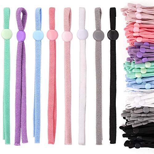 JOYGOGO 8 Farben elastische Schnur für Masken, 80 Stück 1,27 cm elastische Schnur mit verstellbarer Schnalle, elastisches Stretchband zum Nähen und Basteln Cover