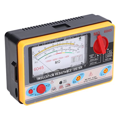 Image of Analog Insulation Resistance Tester, DC 100 /250 /500 /1000V and AC 750V and Battery Megohm Meter, 5-2000 Mohm for IR Testing