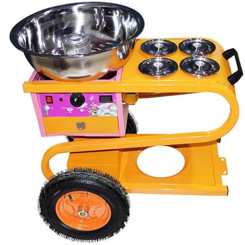 ZXCVBNMQ Máquina de Algodón de Azúcar, Comercial Tipo S de Gas Eléctrico Fancy Totalmente Automática de Dibujo de Alambre Colorido Pequeño Carrito Retro
