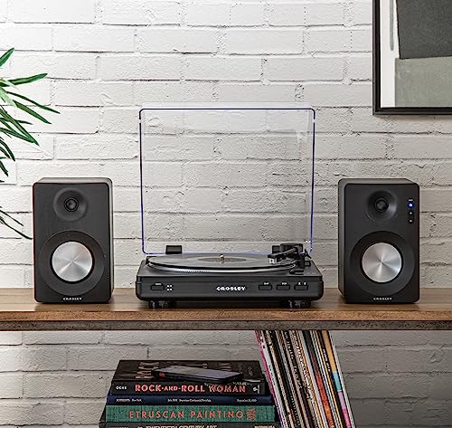 Image of Crosley KT400A-BK Fully Automatic Bluetooth 2-Speed Turntable Record Player with S100A Stereo Speakers, Black