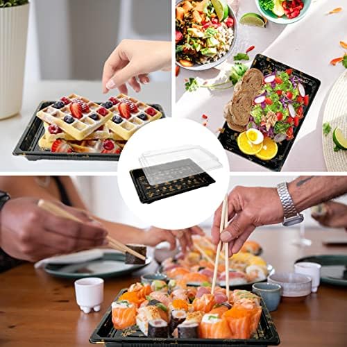 WeeGoo 20Pack Buffet Trays with Lids Reusable Plastic Sandwich Platters Tray with Clear Lids Catering Trays for Party Food, Cake, Sushi (260mm x 190mm x 50mm)