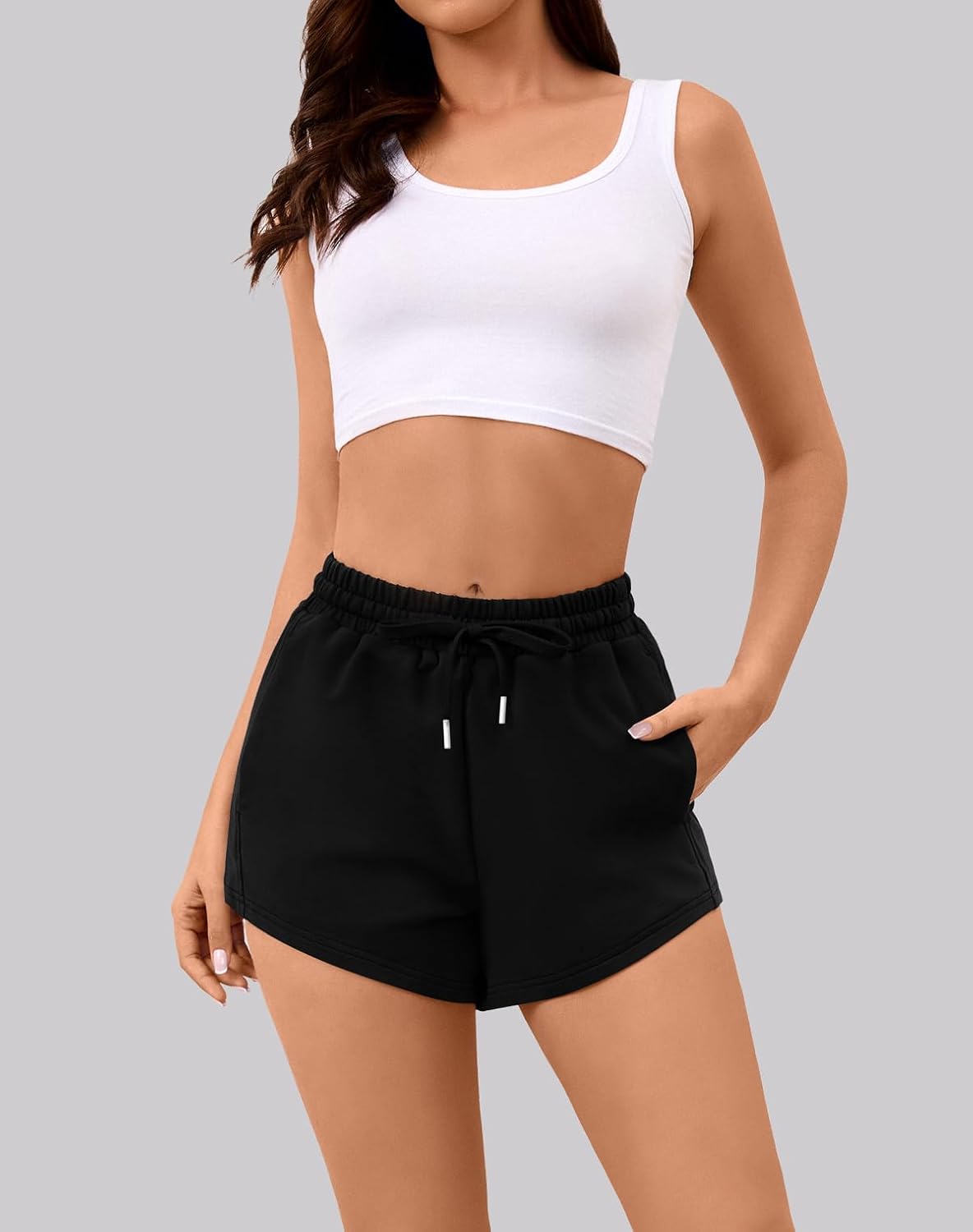 Sweat Shorts Women Comfy Trendy Casual Summer Drawstring Cotton Lounge Shorts Womens Athletic Outfits Clothes - Image 4