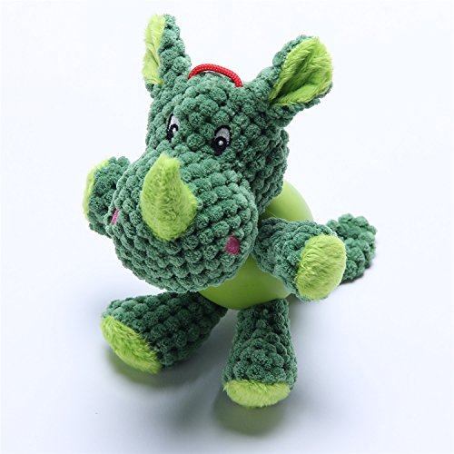 LIZPET Durable Dog Toys for Aggressive Chewers Boredom Small Dogs Green Rhinoceros