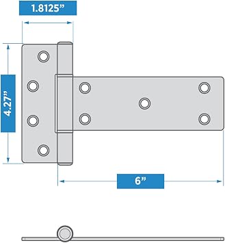 National Hardware N166-035 6 in Industrial T Gate Hinges 2-Pack 48 lbs Capacity per Hinge with Weatherguard Protection Black Finish for Outdoor Fence Gate Hardware