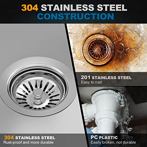 Botemy B9173 Kitchen Sink Drain Assembly 3-1/2 Inch With Removable Sink Strainer Basket/Stopper 304 Stainless Steel (Polish) #TOP4