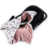 BABEES© Wattierte VELVET Winter Einschlagdecke mit Füllung für Babyschale Autositz, Universal,Baby Decke mit Klettverschluss für Kinderwagen Babytragen Babybett