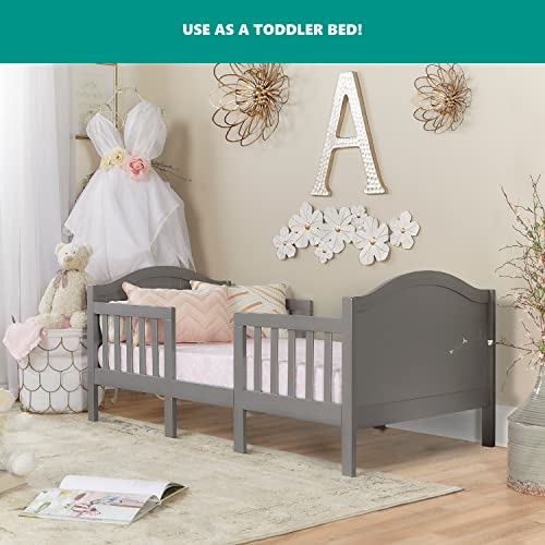 Dream On Me Portland 3 In 1 Convertible Toddler Bed In Steel Grey, Greenguard Gold Certified, Jpma Certified, Low To Floor Design, Non-Toxic Finish, Pinewood #TOP3