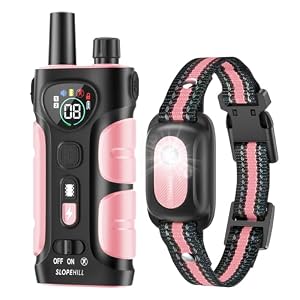 SLOPEHILL Dog Shock Collar,4200FT Dog Training Collar with Remote,IPX8 Waterproof E-Collar with Beep,Vibration,Shock,Flash Light,No Shock Mode,Electric Shock Collar for Small Medium Large Dog,Pink