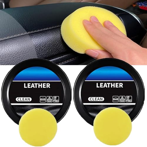 2PCS Leaber Cleaning and Care Cream & Cleaning Paste for Leather Care, Multifunctional Cleaning and Care Balm, Automotive Interior Leather Cleaning Cream (160g,2PCS)