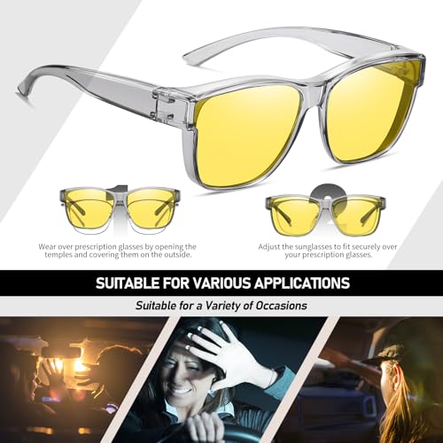 Image of HAOLOTA Night Vision Driving Over Glasses, Polarized Nighttime Glasses Men Women Anti Glare Yellow Tinted Lens