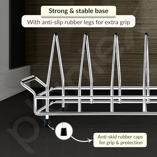 Image of Plantex Plate Stand for Kitchen Cabinet /Dish Organizer with Minor Surface Marks from Transit, Fully Quality Checked /8 Slote Plate Rack Holder - Size - 4 inch (Slot - 8, Pack of 1)