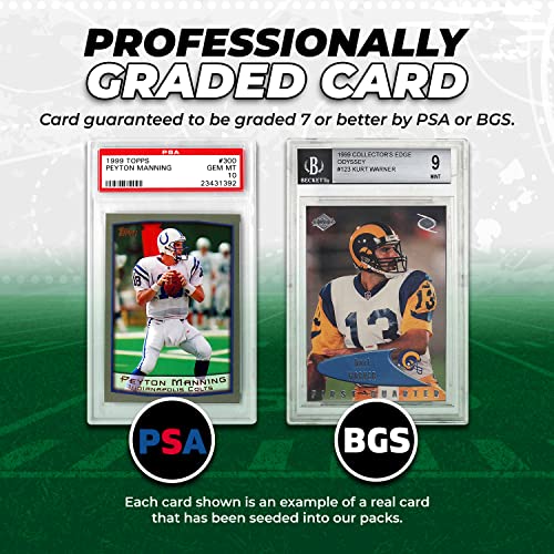Nfl Graded Card Mystery Booster Pack | Psa Or Bgs Graded Football Card | Grade 7+ Guaranteed | Contains One Graded Vintage, Rookie, Hall Of Famer Or Current Star Card | By Cosmic Gaming Collections #TOP1