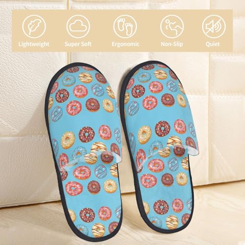 Cute Donut Print Women Slippers Home Furry Shoes Keep Men Couples Shoes Warm For Women-3