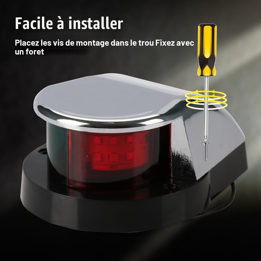 DONGKER Feux de Navigation pour Bateau,Feux de Signalisation LED Marins Rouges et Verts,Etanches IP67,avec Joint Intégré,pour Ponton,Yacht,Bateau,Kayak