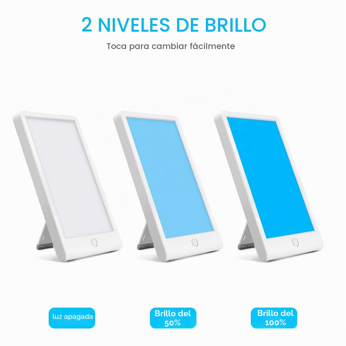 Lámpara de terapia de luz, SMY Iluminación de luz azul y luz LED azul ajustable, Tablet One Touch con temporizador, 100% libre de rayos UV