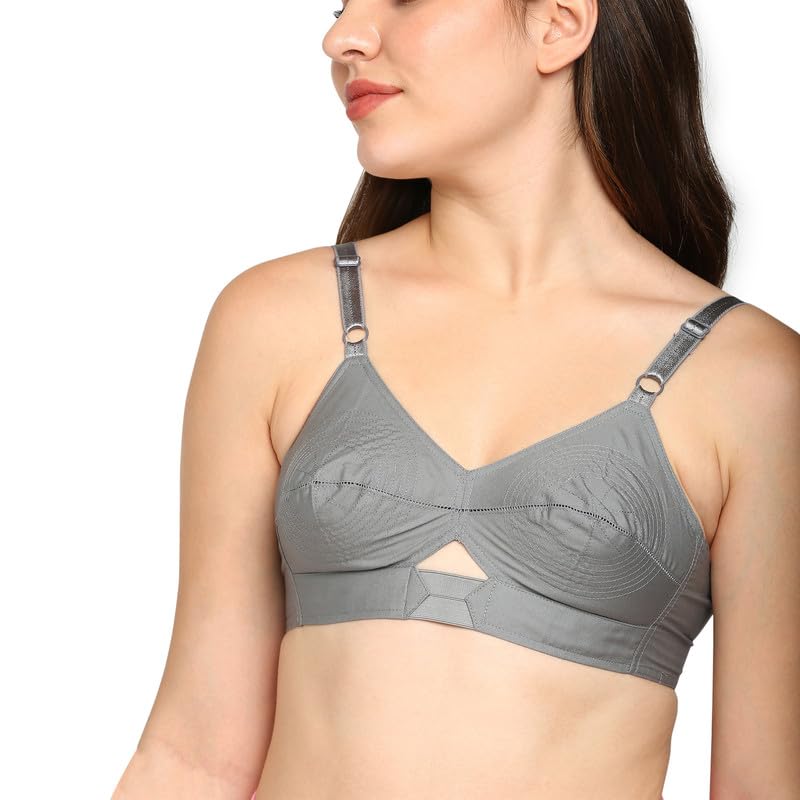 Image of BLOSSOM Priyasajini Women's Full Coverage 100% Woven Cotton Single Layer Round Stitch Non Padded Wirefree Conical Cup Everyday Bra