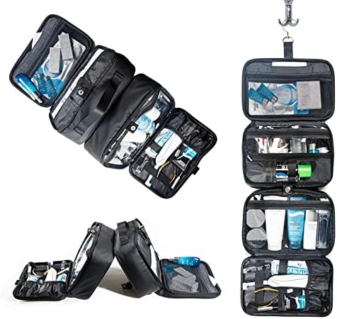 BAGSPRITE Hanging Water-resistant Toiletry Travel Bag for Men, Extra Large Cosmetic and Bathroom Shaving Bag, Makeup Case for Travel Accessories, Toiletries Organizer Kit Shaving Accessories 5 BAGSPRITE Hanging Water-resistant Toiletry Travel Bag for Men, Extra Large Cosmetic and Bathroom Shaving Bag, Makeup Case for Travel Accessories, Toiletries Organizer Kit Shaving Accessories