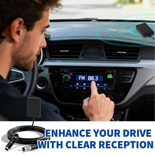Bingfu Autoradio Antenne AM FM Scheibenantenne, Windschutzscheiben Klebeantenne mit DIN-Stecker und 3m Kabel, ISO-Adapter, Universal für Fahrzeug, LKW, SUV Stereo Receiver Autoradio
