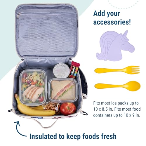 Image of Wildkin Kids ECO rPET Insulated Lunch Box - Keeps Food Hot or Cold, Easy-Clean Lining, Mesh Pockets & BPA-Free - Boys & Girls, Ideal for School, Travel & Daycare - Horse Dreams