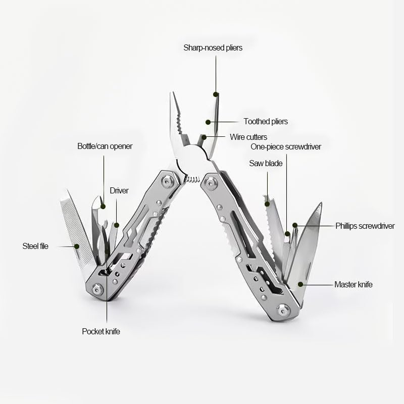 Multitool Plier, 11-in-1 Stainless Steel Pocket Multitool Pliers, Portable Camping Hiking Multi Tool, Gifts for Men, Dad, Husband