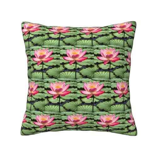 MCXWD Funda de cojín universal con estampado de flor de loto para las cuatro estaciones, para el hogar, el coche, el campamento, sofá, funda de cojín cuadrada