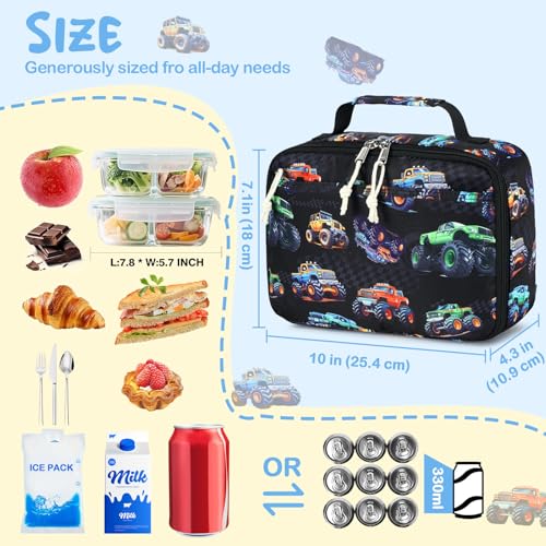 Image of CAMTOP Lunch Box Kids Boys Insulated Lunch Cooler Bag Reusable Lunch Tote Kit for School Travel