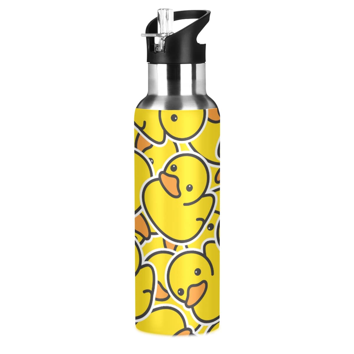 Mnrsuu Little Yellow Duck Wasserflasche Edelstahl vakuumisolierte Wasserflasche Standard-Mundflasche mit breitem Griff