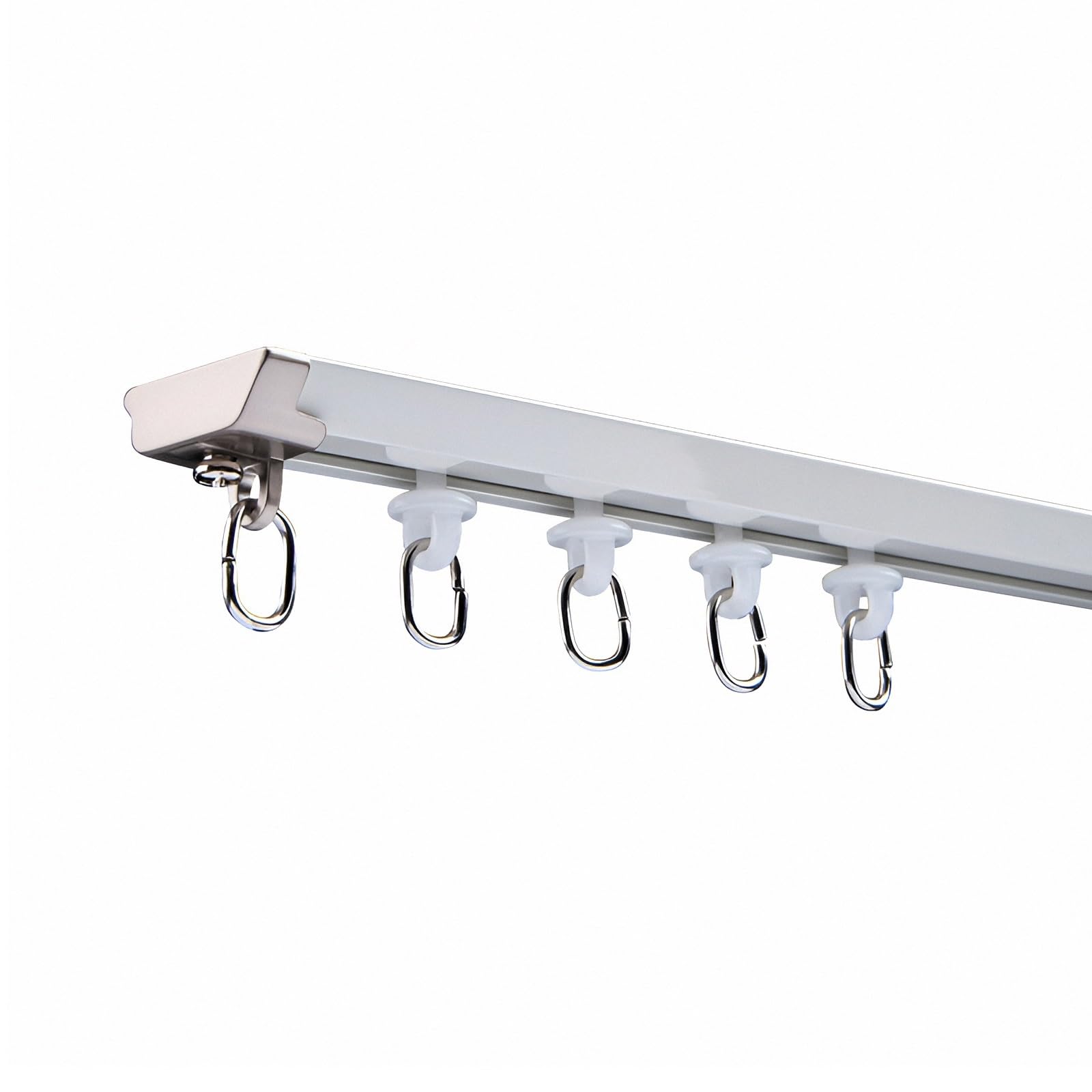 Tringle à rideaux ultra fine blanche de 120 cm avec embouts en alliage et support caché – Tringle à rideaux lisse et silencieuse pour une décoration d'intérieur élégante et une installation facile