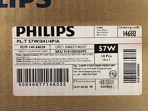PHILIPS 10 Pack 146332 PL-T 57W/841/4P/A CFL LAMP 4100 K