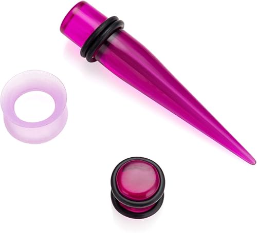 Miniatura 4 de NASAMA Kit de estiramiento de calibre de oído de 50 piezas, tapones de silicona para dilatadores de 14G-00G, juego de dilatadores de dilatadores