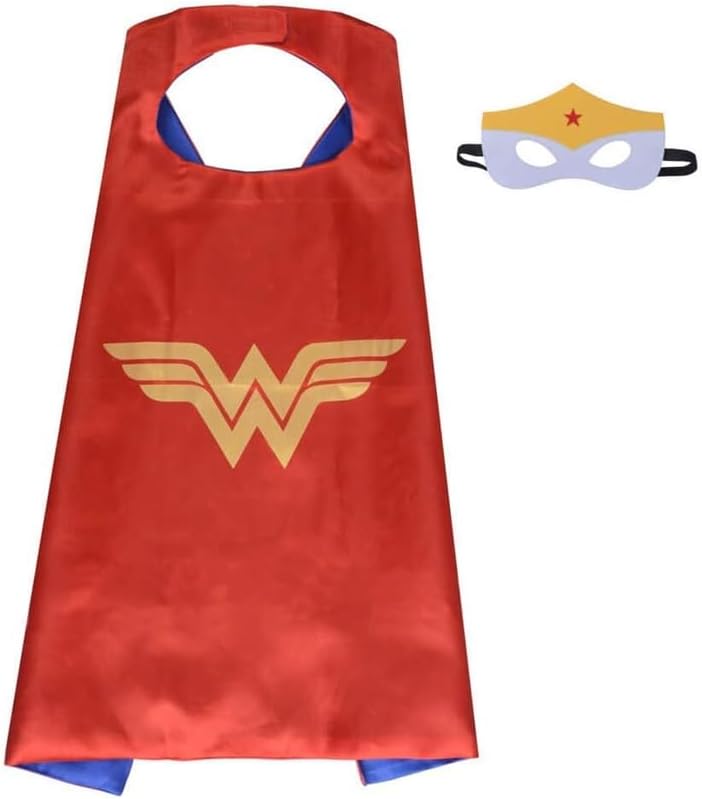 Wonder Woman Cape and Mask Costume Set for Kids 3-8 Years – Kids Superhero Costume for Girls – Wonder Woman Costume | Halloween Costume for Girls; Cosplay Dress Up for Role Play