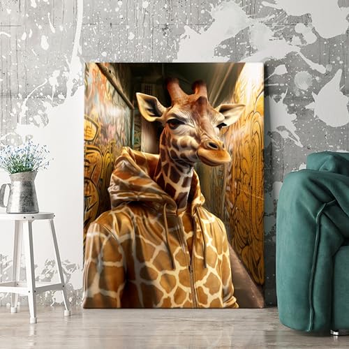 Artmazing | Giraffe Bild bunt | Bild Giraffe | S-Art Bilder | Giraffenbilder Modern | Leinwandbilder XXL Wohnzimmer | Wandbild Giraffe Deko XXL | Bild Leinwand XXL | Buntes Poster für Wand