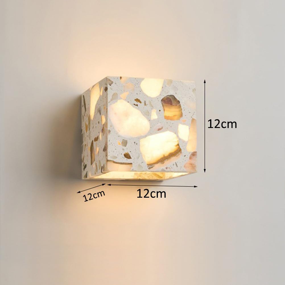 Applique da parete LED interno 5W, lampada da parete quadrata in travertino giallo, 3000K/4000K/6000K, Up Down Luce, lampada retrò in pietra decorativa per Salotto, corridoio, camera da letto, letto
