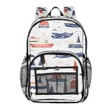 Bretelles rembourrées confortables : le sac d'école transparent est équipé de sangles rembourrées et réglables, assez grand pour contenir tous vos vêtements, fichiers, maquillage, pinceaux, livres, téléphone, portefeuille, pièces de monnaie ou tout ce que vous avez besoin de transporter.