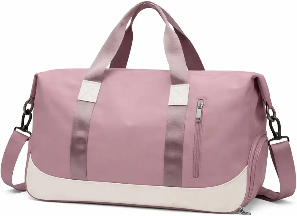 Bolsa De Mão Mala Viagem Academia Feminina Masculina Super Grande, Compartimentos Com Zíper, Espaço Para Tênis Ou Roupas Sujas Alça Removível Modelo Transversal Bordo Poliéster (Rosa Queimado)