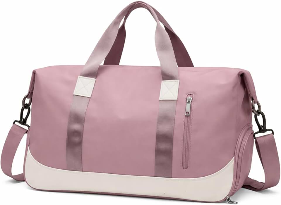 Bolsa De Mão Mala Viagem Academia Feminina Masculina Super Grande, Compartimentos Com Zíper, Espaço Para Tênis Ou Roupas Sujas Alça Removível Modelo Transversal Bordo Poliéster (Rosa Queimado)