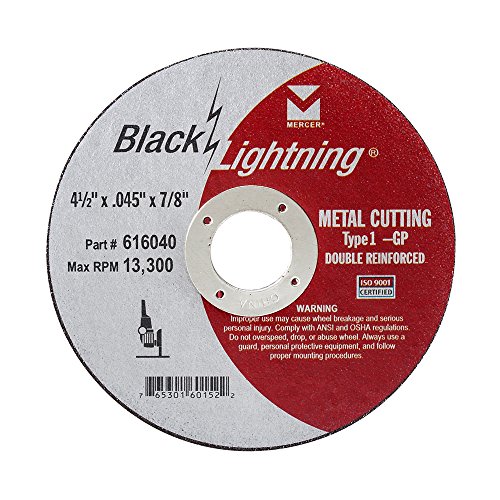 Mercer Industries 616040 - 4-1/2" x .045 x 7/8" Type 1 Black Lightning Cut-Off Wheels for Metal (50 pack)