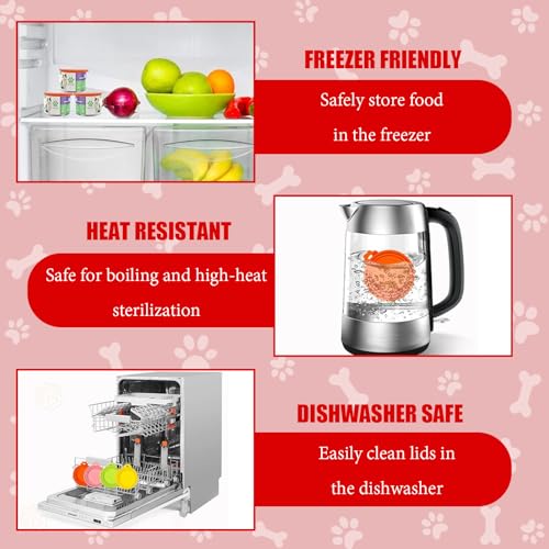 Image of 4PCS Pet Food Can Lids, Silicone Food Can Covers Set with Spoon, Reusable BPA-Free and Dishwasher Safe for Dog and Cat Food Canned, Grey /Red