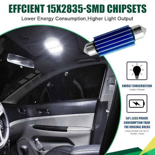 2PCS 578 LED Bombillas para Interior de Auto 6500K miniatura 3