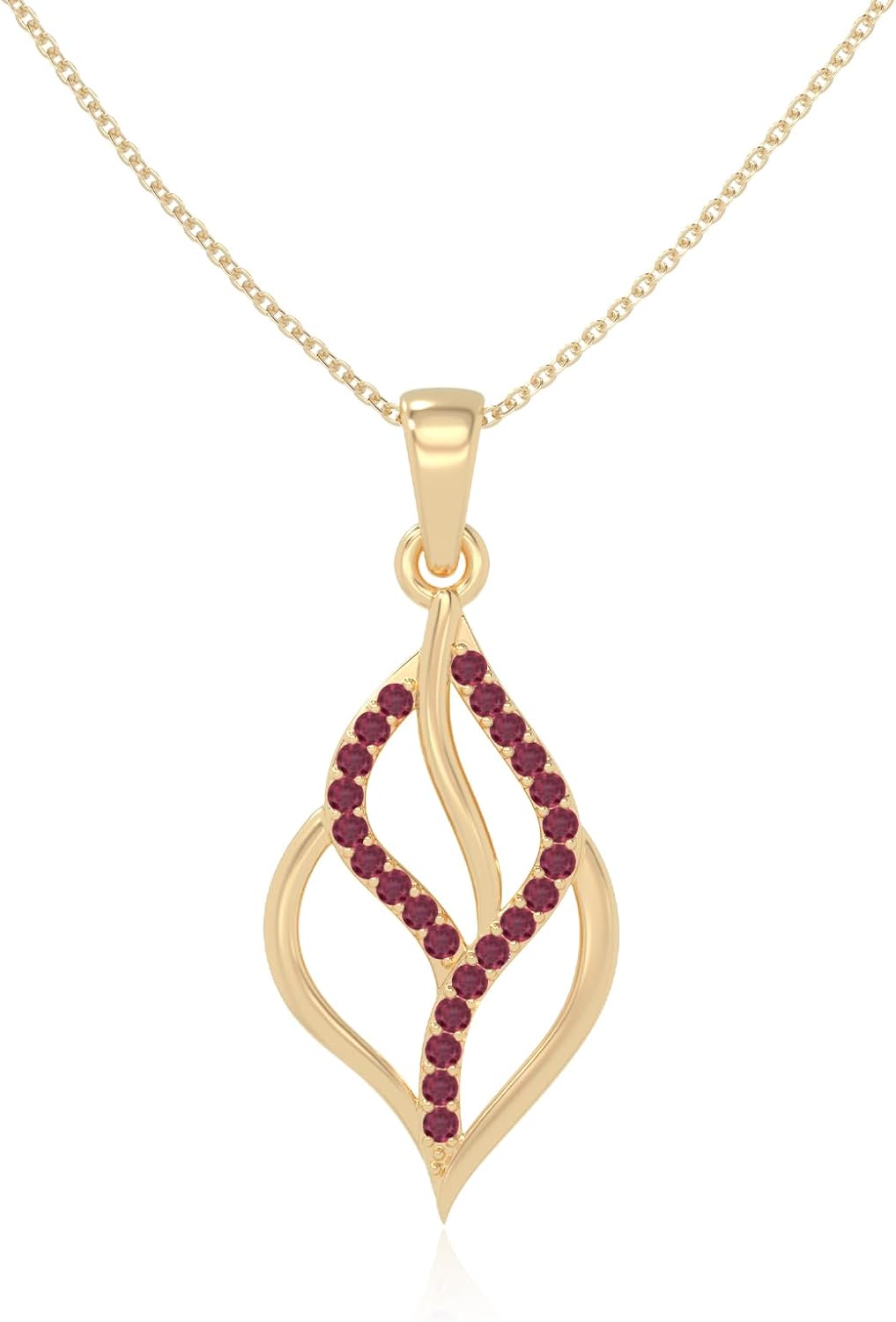 Natural Gemstone Leaf Shape Pendant Necklaces for Women in Silver/18K Yellow/Rose Gold Vermeil, Birthstone Jewelry Gifts for Her Birthday, Anniversary, Graduation, Christmas