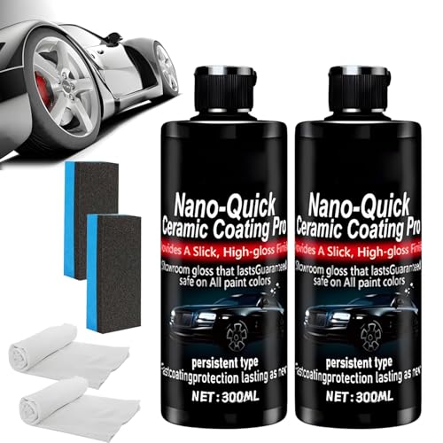 Nano-Quick Ceramic Coating Pro, 10.6 oz Nano-Quick Coat Restores, Revolutionary Spray for Car Detailing, Featuring Advanced Ceramic Technology, for Dust-Proof Glass Effect and Lasting Luster (2Sets)