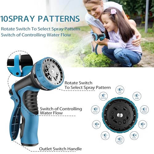 100 FT Garden Hose – 2026 Upgarded Expandable Garden Hose w/10 Pattern Spray Nozzle, 650psi Brass 3/4” Fittings – Lightweight, Durable, Kink-Free, Retractable Water Hoses for Garde image 8
